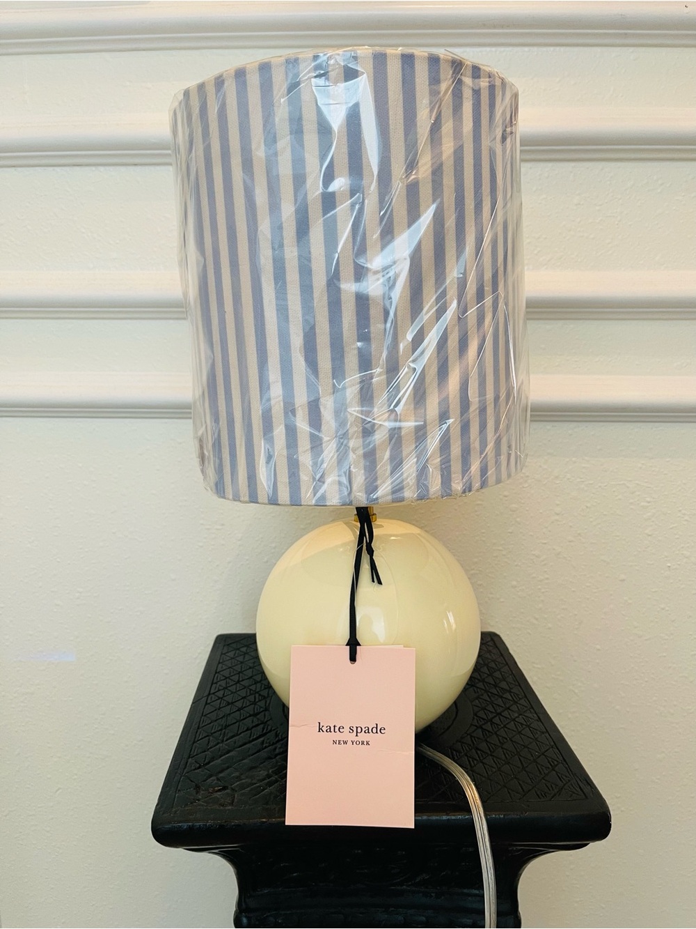 Kate Spade New York 15.5” yellow sphere blue striped Table Lamp